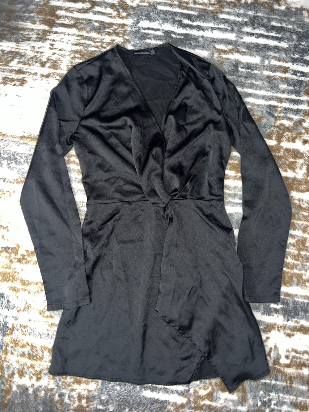 PRETTYLITTLETHING Black Wrap-Style V-Neck Dress